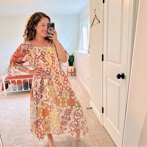 City Chic Red Yellow Floral Off shoulder Maxi Dress 20